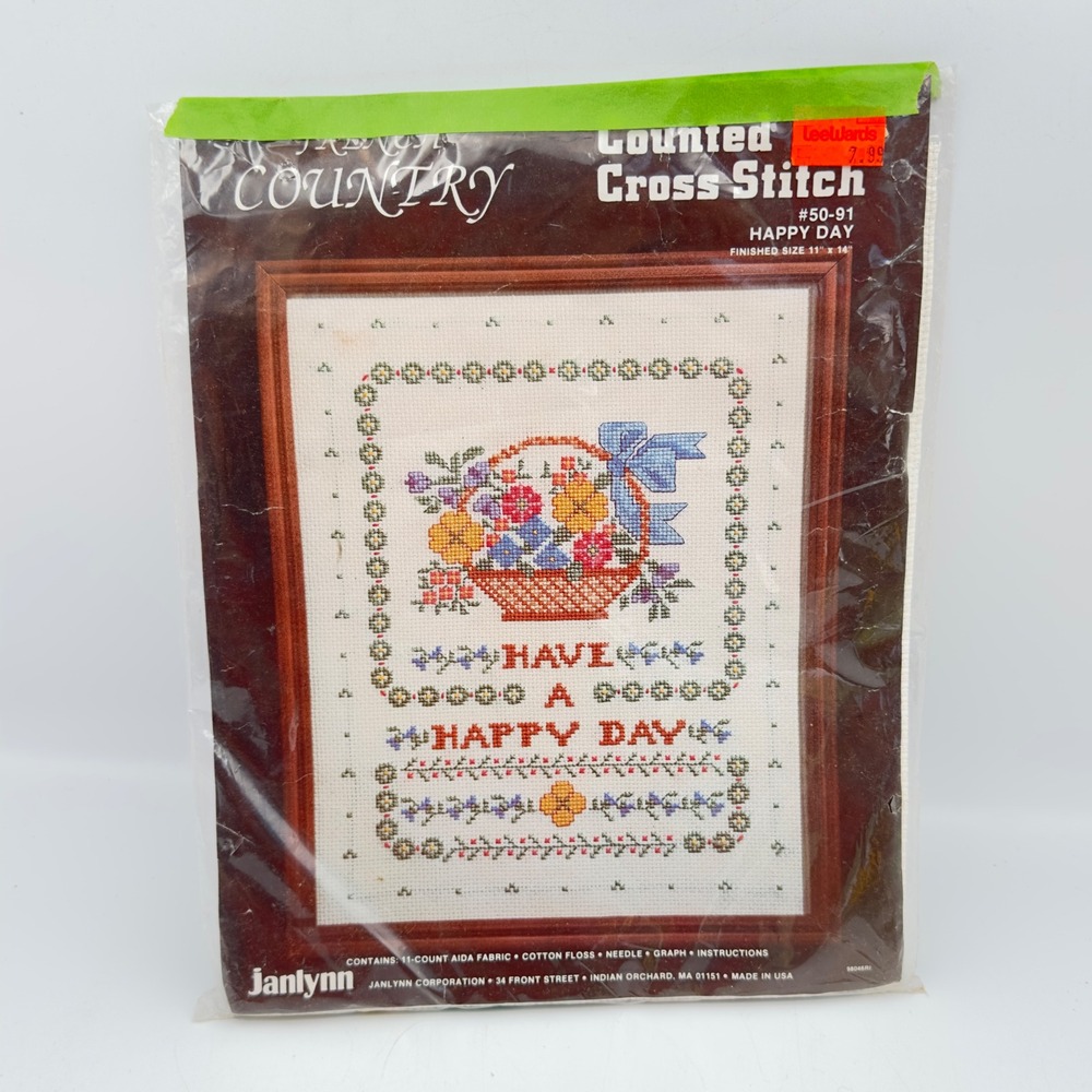 Janlynn Country Counted Cross Stitch Kit Happy Day 50-91 Finished Size 11x14